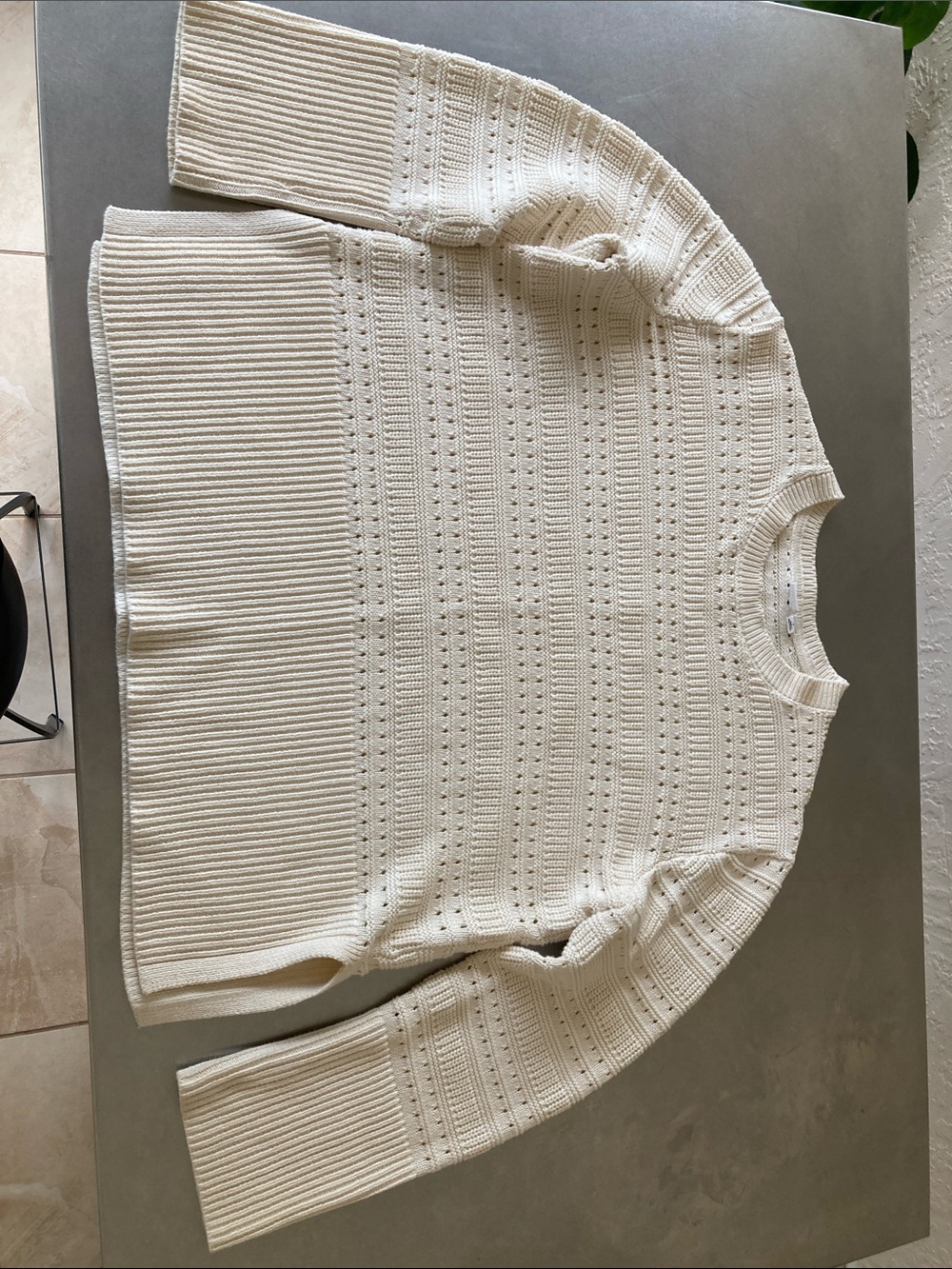GAP Cream Open-Knit Crewneck Sweater